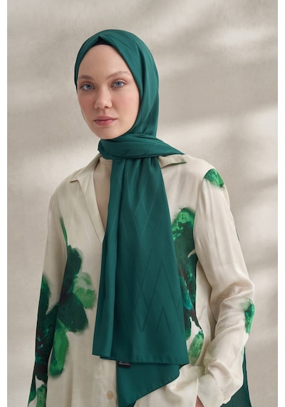 Armanda Krep Jakar Prizma Desen Şal - 70 X 190 Zümrüt