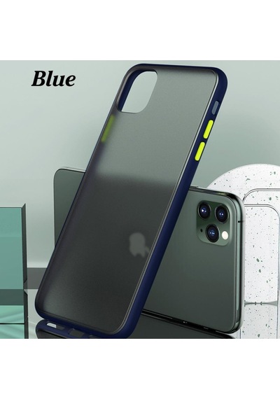 Apple Uyumlu iPhone 11 Kılıf Mat Yüzey Renkli Kenar Silikon Siyah