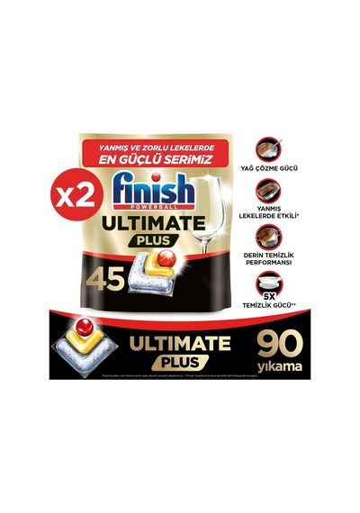 Ultimate Plus Bulaşık Makinesi Deterjanı Kapsül Tablet Limon 90 Adet 2x45