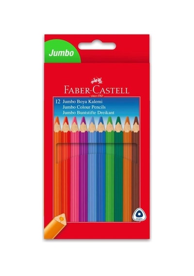 Faber-castell 12 Renk Jumbo Boya Kalemi Tam Boy 12'li Set Kağıt Ve Karton Yüzeylerde Kullanım Karışık