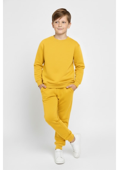 Mnk Baby & Kids Basic Cepli Kız-erkek Mevsimlik Çocuk Eşofman Takımı M00776 sarı
