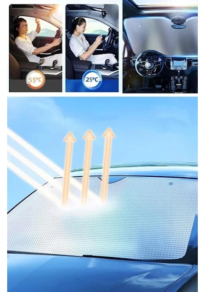 Mucit Home Vantuzlu Araç Ön Cam Güneşliği Parlak Güneşlik Koruyucu Perde