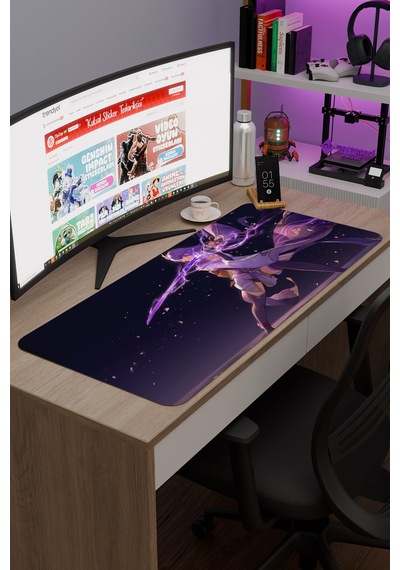 Raiden Genshin Impact Anime Gacha V5 - 90x40 Xxl Gaming Mouse Pad Fare Altlığı