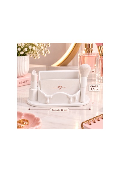 Güzellik Salonu Temalı Kartvizitlik Masaüstü Kartlık Beyaz 14 Cm