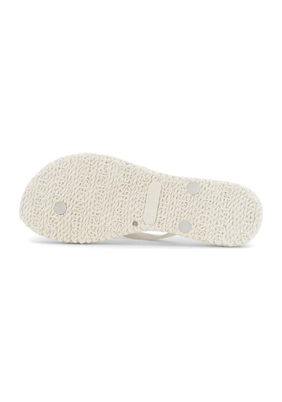 Ilse Jacobsen Creme Cheerful01 - Krem Simli Parmak Arası Terlik-6947 Krem