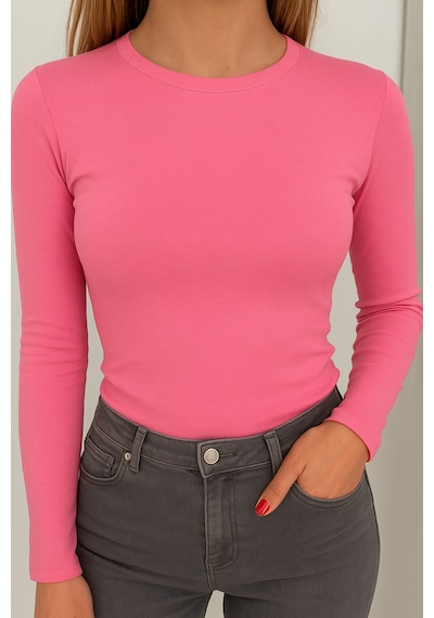 Balenbi Kadın Buzzy Parmak Geçmeli Bisiklet Yaka Basic Body 1130 Pembe