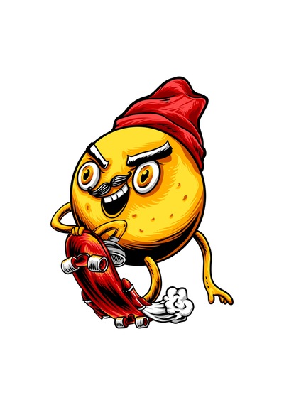 Paybuy Kadın Oversize Tişört Kısa Kol Yuvarlak Yaka Cartoon Patates Skat Beyaz