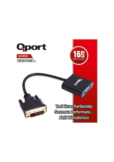 Qport Q-Vdv2 Dvi 24+1 To Vga  Aktif Dönüştürücü