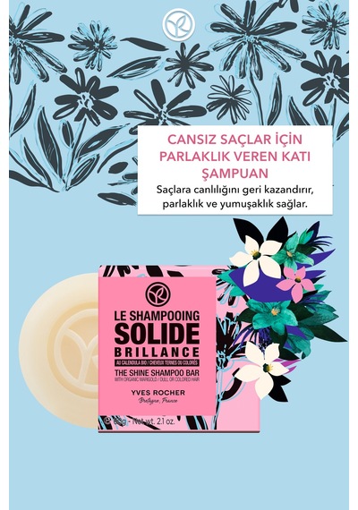 Yves Rocher Parlaklık Veren Katı Şampuan - Cansız Saçlar / Brillance - Sls,sles İçermez,tuzsuz, Vegan -60gr 60 Ml