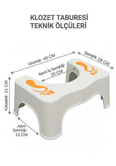 Beylini Klozet Taburesi Destek Basamağı Wc Lavabo Banyo Konforlu Yükselti Çömelme Çocuk Yaşlı Tuvalet Altlık Beyaz Beyaz