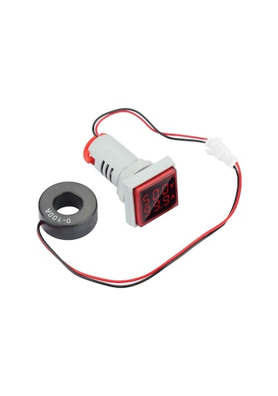 Ac 20-500v 100a Kare Dijital Voltmetre Ampermetre 220v Kırmızı Panel Montaj Led Gösterge Ekran Elektrik Voltaj Akım