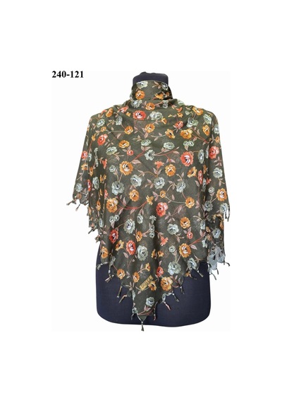 Dolce Cotton Desenli Sökme Boncuklu Eşarp 240-121 Çok Renkli