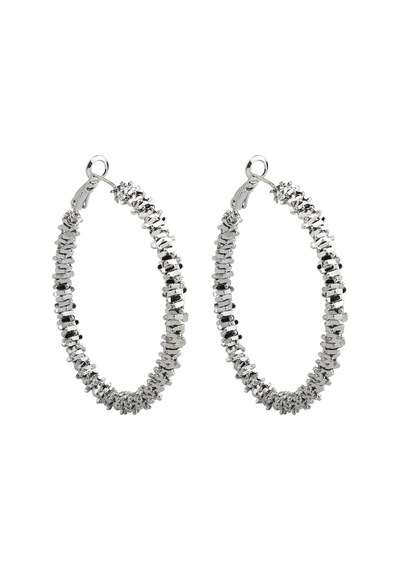 Silver Geometrik Halka Küpe-596 Gümüş