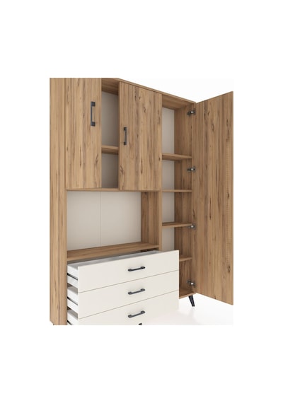Arges Dolap 7 Raflı 3 Çekmeceli 3 Kapaklı 132x30x195 Çam-çam/... Çam