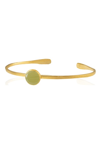 Kadir Jewellery Zirkon Taşlı Ayarlanabilir 22 Ayar Altın Kaplama Bilezik Yeşil