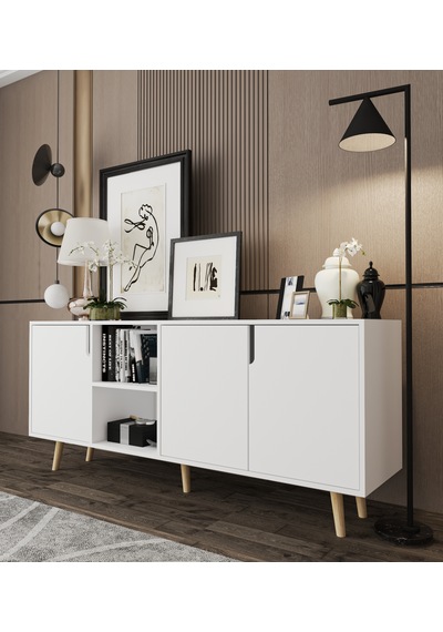 Latina Modern Konsol 3 Kapaklı 180 Cm Beyaz Beyaz