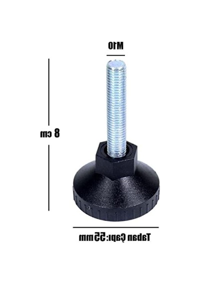 M10 Ayak, 55 Mm, Siyah, Vidayla Tutturulan Profil Ayağı 6395751