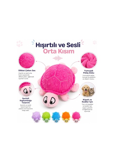 Peluş Köpek Oyuncağı Deniz Kaplumbağası - Hışırtılı Çıtırtılı Sesli Yumuşak Evcil Hayvan Oyuncağı - Kedi Yavru Köpek Küçük Irklar İçin İnteraktif Oyun Arkadaşı Stoğa Göre Renk Gönderilir