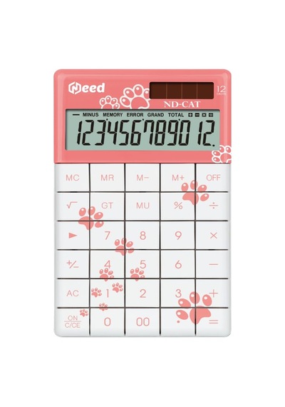 Pembe Kedi Pati Desenli Hesap Makinesi Genel