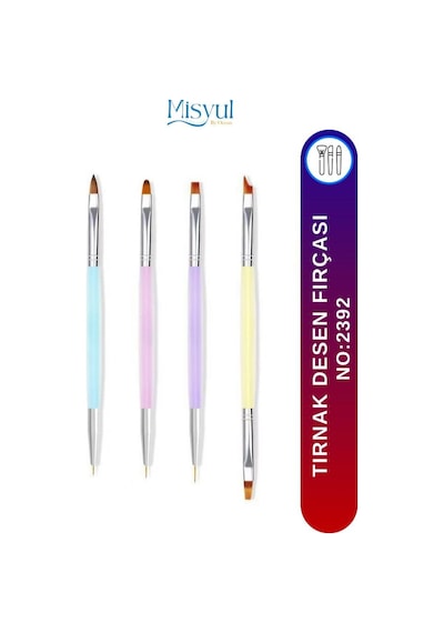 Misyul Tırnak Desen Fırçası 4'lü Çift Taraflı Renkli Mıs-2392