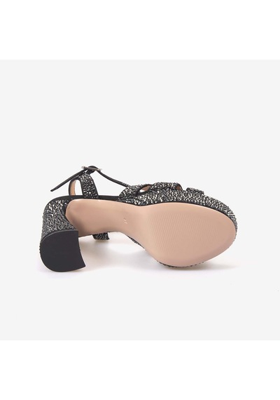 Hawen Angels Kadın Saten 12,5 Cm Platform Topuklu Taşlı Gece & Abiye Ayakkabı 380-75 siyah
