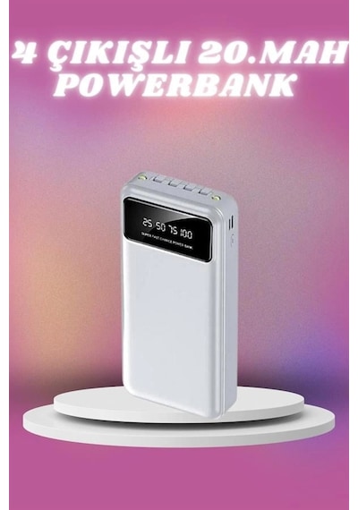 4 Çıkışlı 20.000 Mah Powerbank Taşınabilir Çoklu Giriş - Çok Renkli