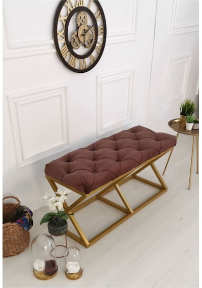 Evodeko Kahve - Gold Bench Puf