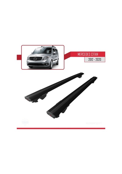 Mercedes Citan 2012-2020 W415 Arası İle Uyumlu Hook Model Anahtar Kilitli Ara Atkı Tavan Barı Siyah