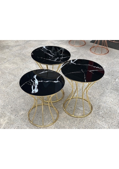 ZİGON BRC KUM SAATİ SİYAH Mermer Desen Metal transmisyon Çelik GOLD Renk Kaplama El Yapım