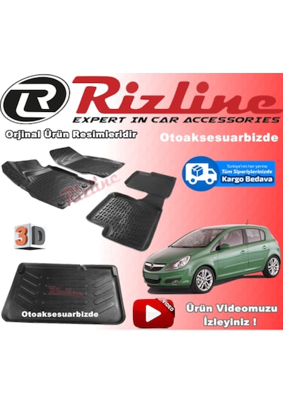 Opel Corsa D 3D Paspas+Bagaj Havuzu Siyah 2006-2014 Arası Rizline N11.31169