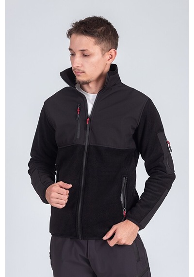 Vatan Tekstil Softshell Erkek Garnili Polar Siyah