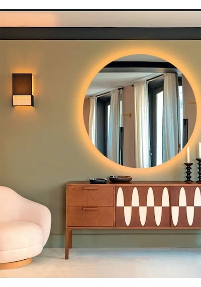 Fawdecor Led Işıklı Yuvarlak Duvar Aynası 90x90 Gün Işığı