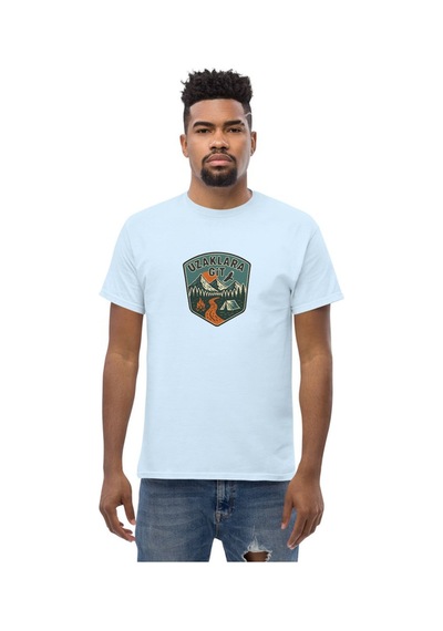 Wildstyle Uzaklara Git Renkli Vintage Dağ Doğa Macera Rozet Baskılı Unisex Bisiklet Yaka Pamuklu Tişört Bebek Mavisi