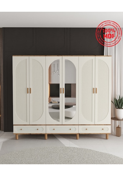 Soho 6 Kapaklı Çekmeceli Gardırop - Tamamı Mdf Aytaşı