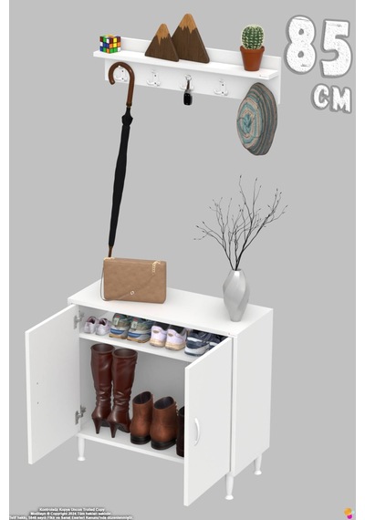 Aura Portmanto Vestiyer Ayakkabılık 1 Raf 2 Bölme 3 Kancalı Askılı Dar Alan Çok Amaçlı Dolap 85 Cm Aura Portmanto Vestiyer Ayakkabılık 1 Raf 2 Bölme 3 Kancalı Askılı Dar Alan Çok Amaçlı Dolap 85 Cm