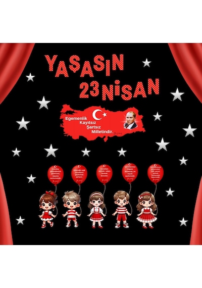 Yaşasın 23 Nisan Pano Süsü
