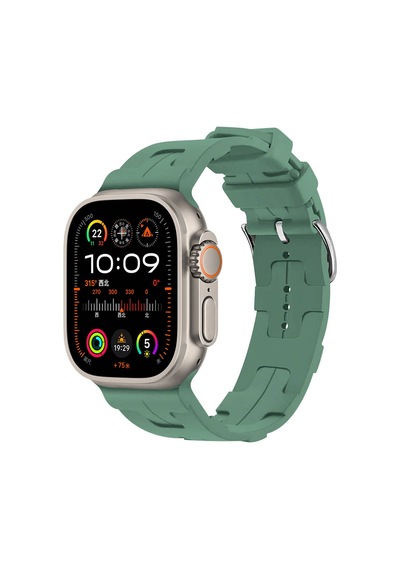 Ekılıf - Apple Uyumlu  Watch Ultra 49mm - Kordon Silikon Kordon Krd-92 - Petrol Yeşil