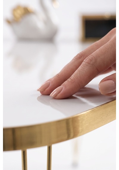 Bezos Orta Sehpa Kare Gold Altın Beyaz Tel Ob