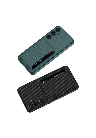 Galaxy S24 Plus Suni Deri Arka Yüzey Zore Kartlıklı Kıpta Silikon Kapak Gümüş