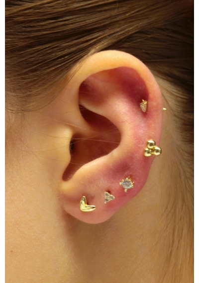 14 Ayar Altın Piercing Tragus Küpe T016