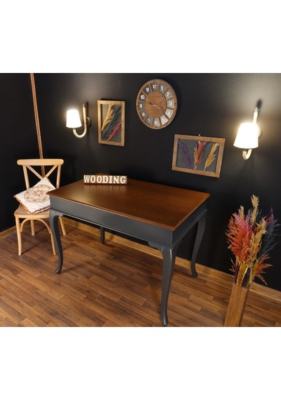 Wooding-Mobilya Wooding 100 Cm Masif Antrasit Ceviz Yemek Masası
