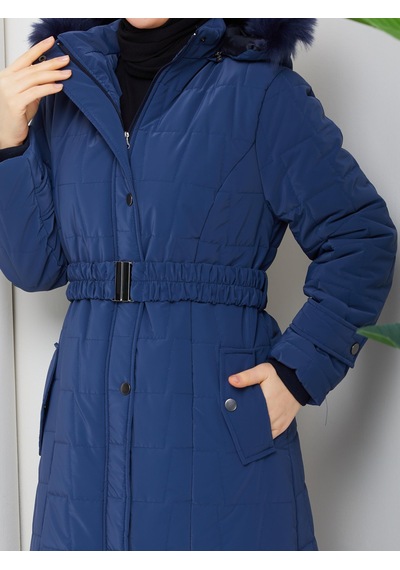 Eslemnur Nova Kumaş Şişme Mont 115cm Mavi