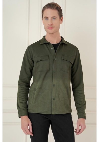 Efor G 1578 Slim Fit Haki Klasik Gömlek Haki