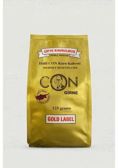 Girne Con Kahve Çifte Kavrulmuş Türk Kahvesi, Gold Label, 125 Gram, Öğütülmüş,%100 Arabica, Kıbrıs Üretim