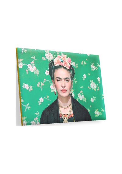 Cakasepetim Frida Kahlo Yeşil Zeminde Ahşap Mdf Tablo