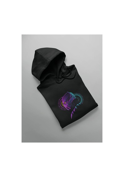 Magors Stıl-x Black Panther Baskılı Oversıze, Pamuklu, Kapüşonlu Sweatshırt Siyah