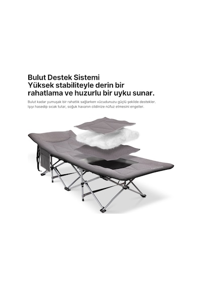 Kingcamp Oak C10 Plus Ultra Konforlu Dolgulu Portatif Kampet Gri
