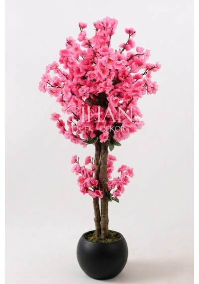 Yapay Pembe Japon Bahar Dalı Ağacı 100 Cm Siyah 27 33 Küre Saksılı Beyaz