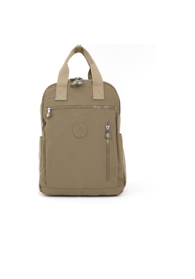 Sanmorris Unisex Suya Dayanıklı Krinkıl Kumaş Çok Gözlü Bej Laptop Okul Ve Sırt Çantası