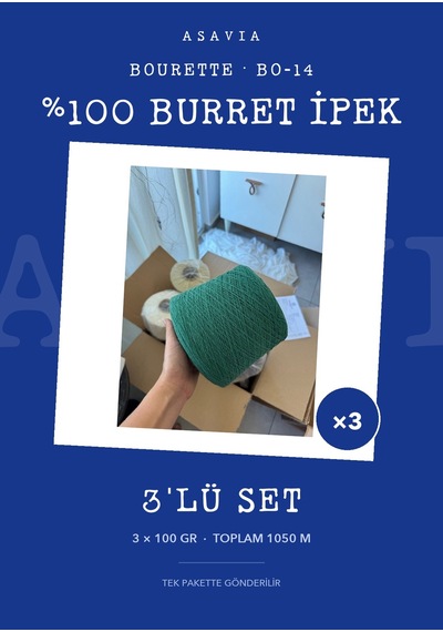 Lana Gatto Bourette Örgü İpi 3'lü Set 3 X 100 Gr %100 Burret İpek Bo-14
